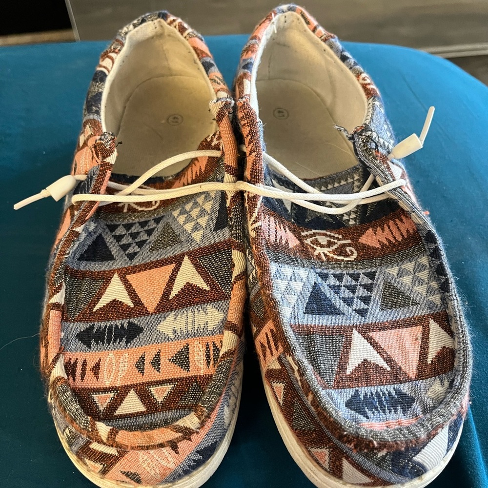 Aztec printed slip ons